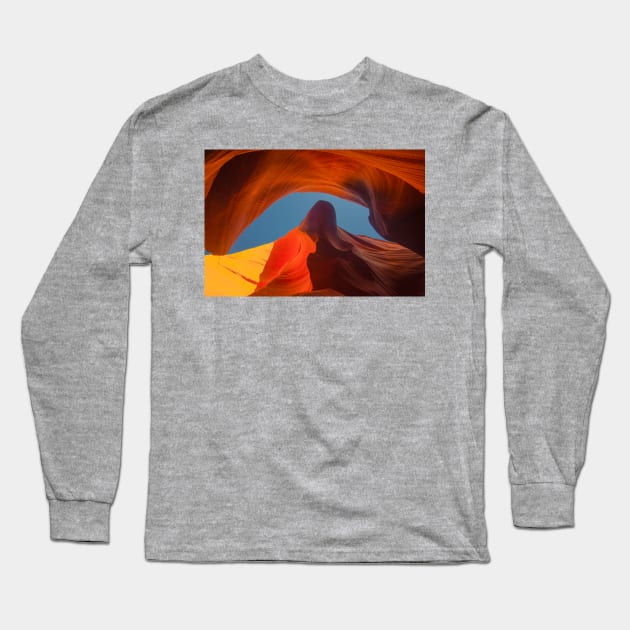 Looking Skyward, Lower Antelope Slot Canyon Long Sleeve T-Shirt by BrianPShaw